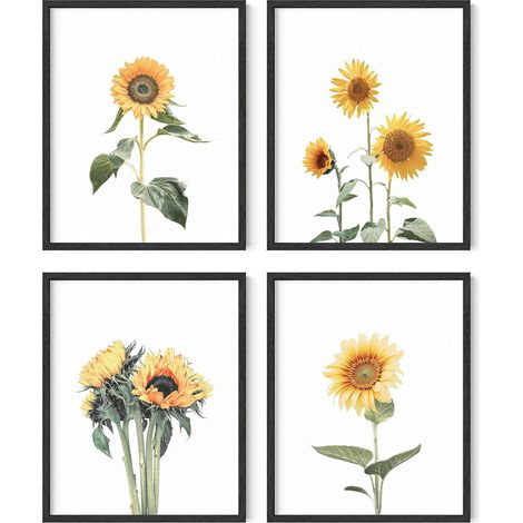 Décoration murale et affiches tournesol - Ensemble de 4 affiches tournesol (40 x 50 cm, sans cadre) (1/4)