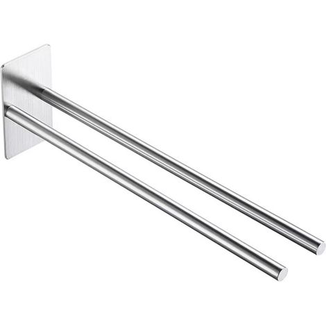 Porte Serviette Mural Sans Perçage 304 Inox Adhésif Résistant Rouille Barre Sèche-Serviette pour Salle de Bain (1/5)