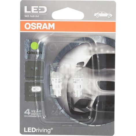 Osram 2880GR 02B LEDW5 W 12 V Standard Retrofit Green Twin Blister W5W, W2.1x9.5d - Auto Lampe Premium - Versand DE