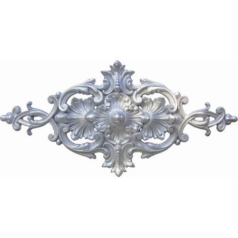 Grande palmette avec détail floral en fonte zinguée - Hauteur 350mm Longueur 720mm - À visser avec taraudage M6 (5mm) - DECO FER FORGE (1/2)