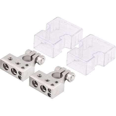 Connettore per batteria, coppia di morsetti per terminali positivo e negativo per batteria auto per cavi da 0/1 2 4 8 AWG [Argento] (1/5)
