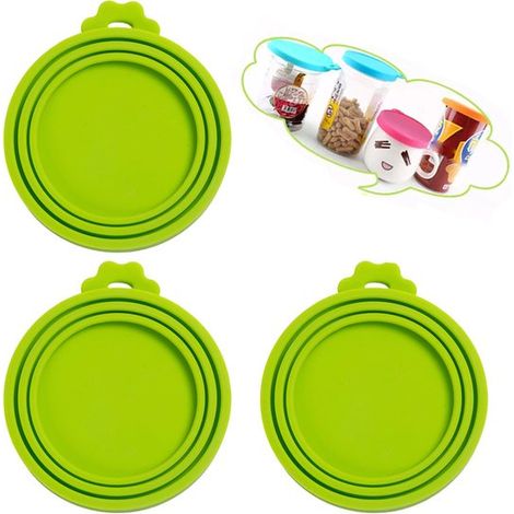 Tapa de silicona de 3 piezas para comederos de mascotas, tapa universal sellada, aislante, resistente a la humedad y al agua, para comida de perros y gatos - Verde (1/5)