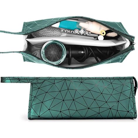 Étui de voyage en cuir, sac de transport, sac de rangement, étui de protection, trousse de toilette pour sèche-cheveux Dyson Supersonic et styler Dyson Airwrap (vert)