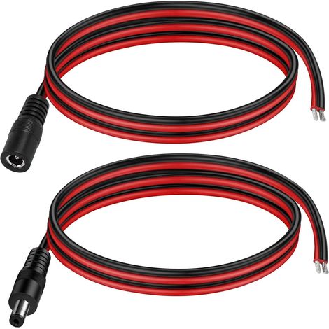 Stromkabel, 14 AWG, 12 V, 5,5 mm x 2,5 mm, DC, 5525 Gleichstrom-Klinkenstecker für Heimsicherheit, Überwachungskamera und Partybeleuchtung, 1 m, 2 Stück (1/5)