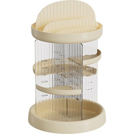 Drehbarer, mehrstufiger Make-up-Organizer, milchig-weiße Kosmetikaufbewahrung für Büro und Zuhause (1/5)