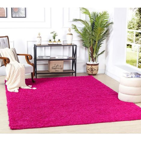 Tapis de Salon à Poils Longs Doux Shaggy Chic LILLY 100x200cm Fuschia Label (1/4)