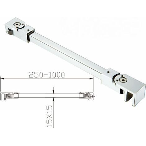 Barre de Renfort en Acier Inoxydable de 50 cm pour Porte de Douche en Verre Sans Cadre Épaisseur 6 à 10 mm (1/3)
