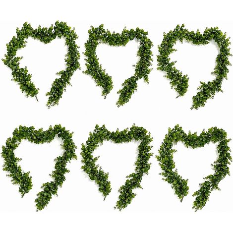 Pack of 6 x 180cm Artificial Eucalyptus Style Green Garland Hanging Decoration (1/5)