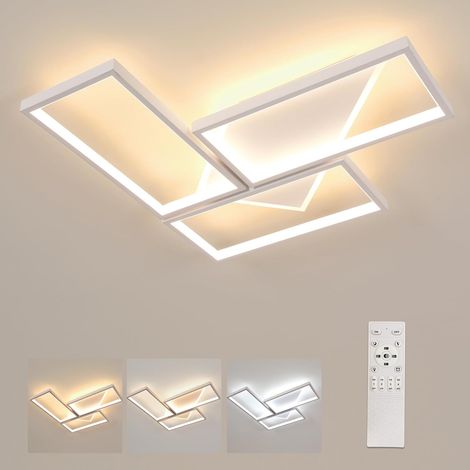 GOECO Plafoniera LED geometrica moderna, colore sabbia, 51x51x6,5 cm, 56 W, dimmerabile 3000-6500 K (luce regolabile), 220 V, per soggiorno, ufficio, ingresso, design architettonico e contemporaneo (1/5)