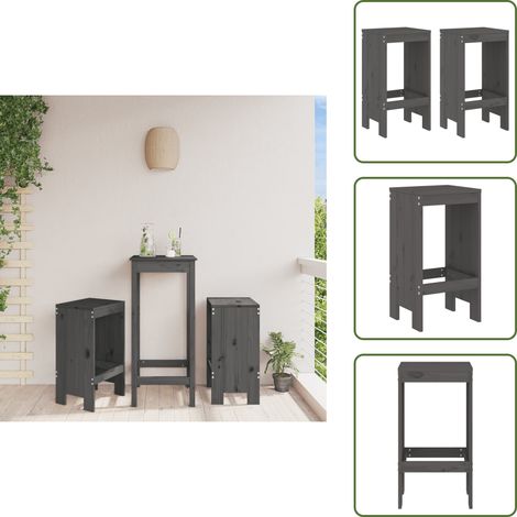 The Living Store Tabourets de bar lot de 2 40x36x75 cm bois massif de pin - Tabourets De Bar - Chaises De Jardin - Mobilier De Jardin - Meubles De Terrasse - Bois Massif (1/5)