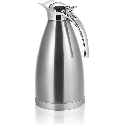 Bouteille isotherme en acier inoxydable 2L, pot à café double paroi sous vide, bouteille d'eau chaude argentée (1/5)