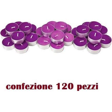TrAdE Shop Traesio - Set 120 Pezzi Candele Viola Profumate Fragranza Lavanda Tealight Lumini -