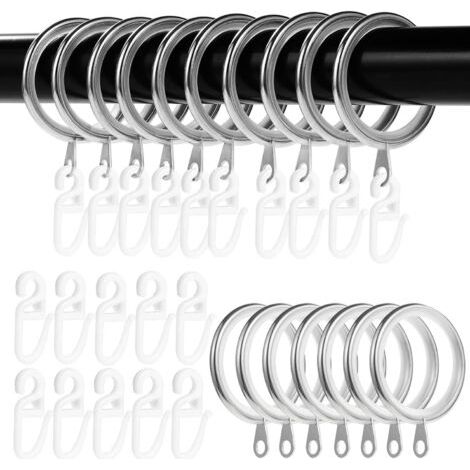 Lot de 50 Anneaux de Rideau en métal et 50 Crochets à Rideaux en Plastique - Diamètre intérieur : Rideau de lit, Rideau de Douche (Bronze) (1/5)