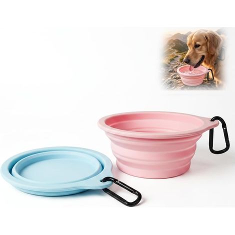 Foldable Dog Cat Food Bowl Portable Food Bowl Water Bowl Food Silicone Lightweight Reusable for Travel, Hiking, Camping, Walking (1/5)