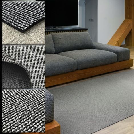Tapis Vinyle Tressé Gris 140X200 cm pour Intérieur et Extérieur, Antidérapant, Lavable, Résistant à l'Eau, pour Couloir et Cuisine (1/5)