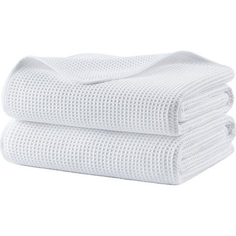 380 GSM Lot de 2 Serviettes de Bain en Microfibres - sèche Rapidement/ne Peluche Pas - Tissu alvéolé -3743 cm
