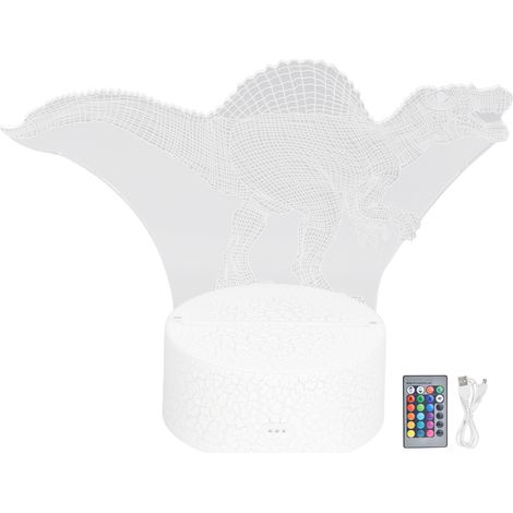 couleurs veilleuse dinosaure lampe de nuit avec télécommande pour chambre d'enfants 16 acrylique (1/5)