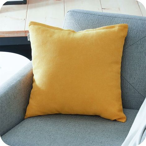 ZOLGINAH Lot de 1 Housse de Coussin 80x80cm Décoratif Canapé en Chenille Housses Coussin Decoration Chambre Carré Couleur Uni pour Chaise,Voiture,Bureau, Jaune Moutarde (1/5)