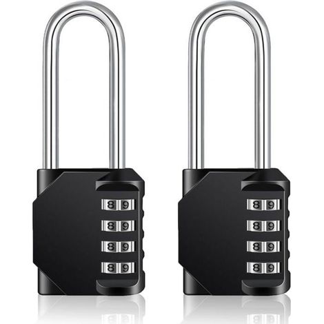 Cadenas Long Code Exterieur Pour Portail, Abri de Jardin, Grande Cadenas Code 4 Chiffres Pour Casier Vestiaire Sport, College,