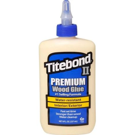 Colle à bois TITEBOND PREMIUM II 237 ml – Résistance à l'eau – Forte adhérence initiale – Séchage rapide – Pour menuiserie extérieure