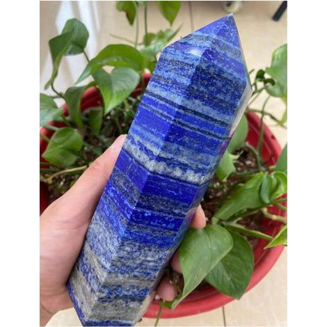 Pierre naturelle Lapis Lazuli Quartz Cristal Pierre PointWand en cristal naturel Antiquités Exorciser les mauvais esprits Dessin d'argent Pierre semi-précieuse Bijoux en jade Collections de la maison (1/5)