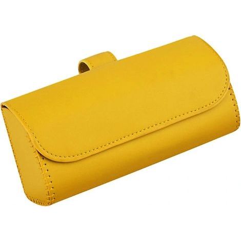 Funda de cuero para parasol de coche con clip y cierre magnético, accesorio para coche, color amarillo. (1/5)