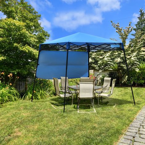 Tonnelle Pliante 182 x 182 cm Protection Solaire Portable et Léger Abri avec Sac à Dos pour Camping Fête Barbecue Jardin Patio Plage Bleu (1/3)