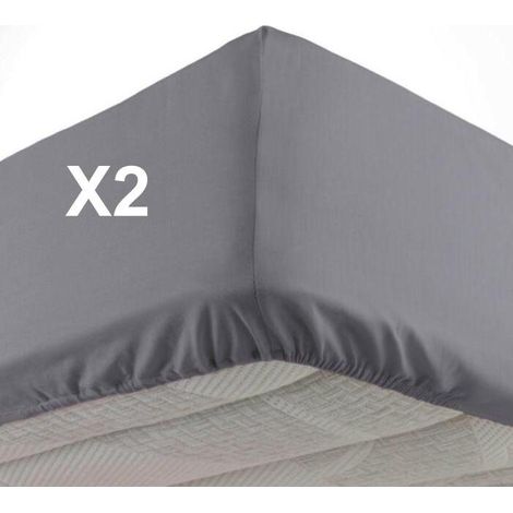 Lot de 2 draps housse 140 x 190 cm – Bonnet 30 cm – Microfibre douce anthracite – Lavable en machine – Cdaffaires (1/3)