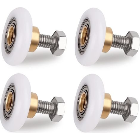 Lot de 4 Rouleau de Porte de Douche, 25 mm Roulette Porte Coulissante Douche, Roulette Douche de Rechange avec Vis, Roulettes Coulissantes Porte Roue de Remplacement pour Rouleau (1/5)