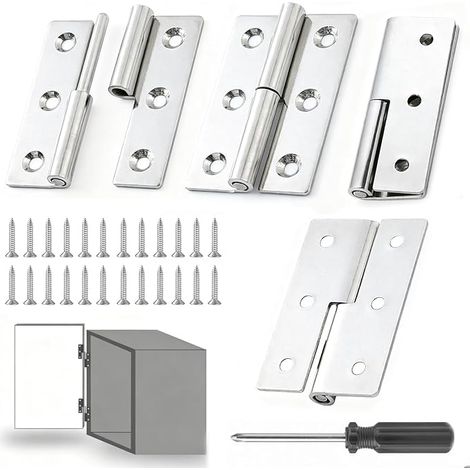 Bisagras para puertas, juego de 4 bisagras, bisagras deslizantes pequeñas de 6,35 cm (2,5") extraíbles, bisagras de acero inoxidable 304 para puertas izquierdas, herrajes para muebles y gabinetes. (1/5)
