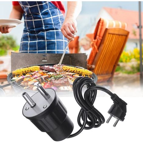 1 moteur barbecue électrique, rotation continue, accessoire gril brochette, 220 V, interrupteur intégré, câble 1,5 m, pour usage extérieur (1/5)