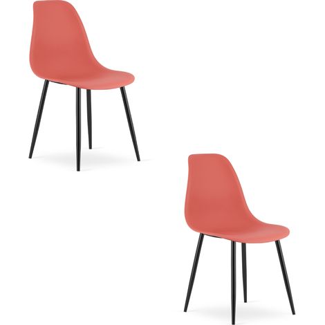Chaise - leobert - wat - rouge cinabrepieds noirs - 46 x 51 x 84 cm - lot de 2 211770369