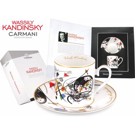 Taza con platillo Wassily Kandinsky, arte de línea transversal INICIO