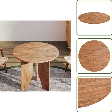 Runde Tischplatte Hellbraun Ø50x1,5 cm Behandeltes Eichenholz - Esstisch Platte - Eiche Massiv - Tischplatte Rund - Holztischplatte - Wohnzimmer Dekoration (1/5)