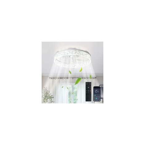 Blanc ,Ventilateurs de plafond avec lumières et télécommande : Ventilateur de plafond encastré 16 pouces avec 6 vitesses et 3CCT - 3000-6500K Dimmable Led Fandelier pour chambre et salon (1/5)