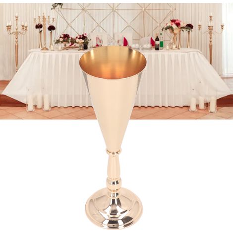 Accessoires de mariage de style européen, vase en fer forgé, décoration de vase pour la table principale, ornement de support à fleurs en cristal pour la table de signature, φ12h36cm (1/5)