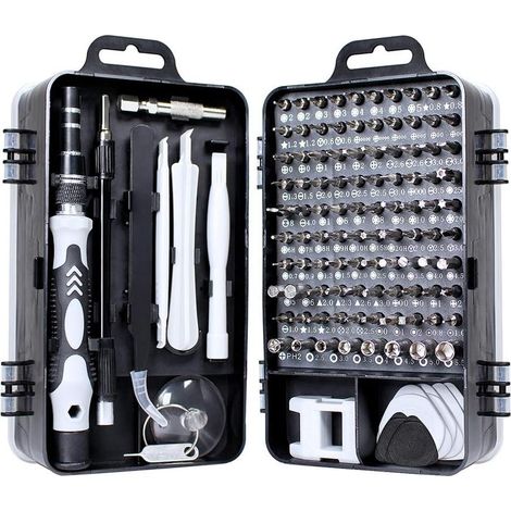 115 en 1 Kit de Tournevis Précision Magnétique Jeu de Tournevis Multifonctions en Acier au Chrome-Vanadium pour Demontage Réparation de Informatique Pc Portable Macbook Iphone Lunettes Montre (1/6)