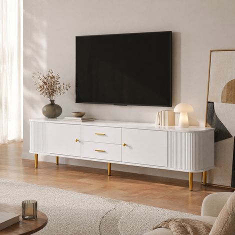 MEUBLIV mobile TV 170x34x45 cm bianco – 2 cassetti, 2 ante, elegante contenitore (1/5)