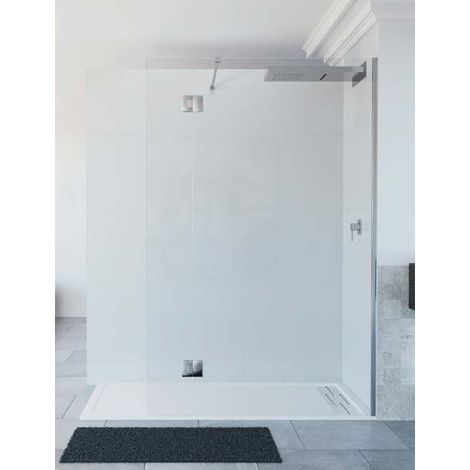 Mampara de ducha de 1 hoja fija + 1 abatible - Cristal 6 mm con ANTICAL INCLUIDO - Modelo LIBO Medida (80+30 cm) - TRANSPARENTE (1/2)