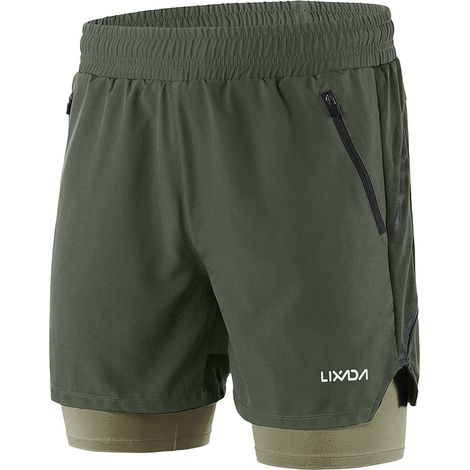 Short de course 2 en 1 pour hommes, séchage rapide, respirant, entraînement actif, exercice, Jogging, Marathon, cyclisme (1/5)