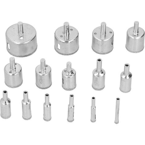 15-teiliges Diamantbohrer-Set, Industriequalität, Kohlenstoffstahl, Schmirgel-Lochsäge für Keramik