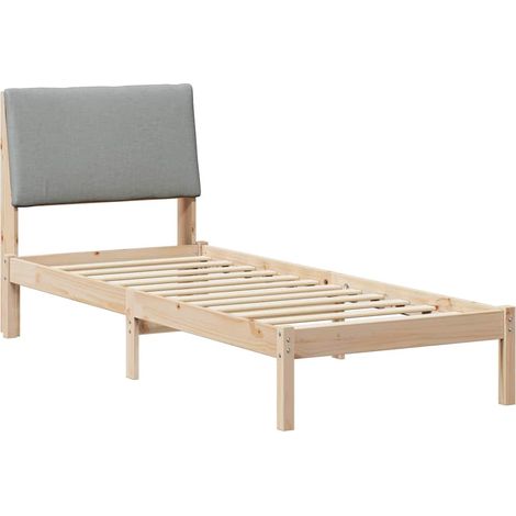 Bed frame Brown and light grey 80 x 200 cm Solid pine wood vidaXL (1/5)