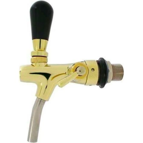 Rubinetto birra, rubinetto spillatore birra - con compensatore, autochiusura, placcato oro, versione 7 mm, lunghezza filettatura: 55 mm