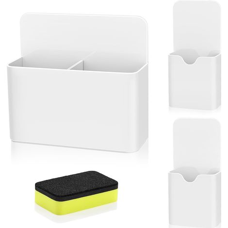 Boîte de rangement magnétique, lot de 3 porte-crayons avec 1 effaceur sec pour tableau blanc, idéal frigo. (1/5)