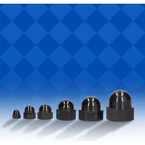 10 Pièces Bouchons de Protection Hexagonaux Plastique Noir M10, Couvre-Écrous pour Fixations Industrielles (1/5)