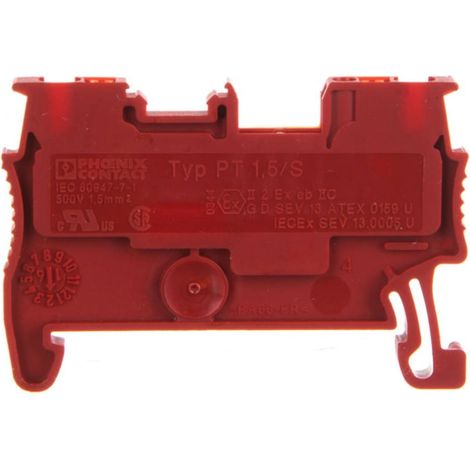 Connettore passante a 2 fili per sbarra collettiva 0,14-1,5 mm² rosso Ex PT 1.5/S RD 3208127