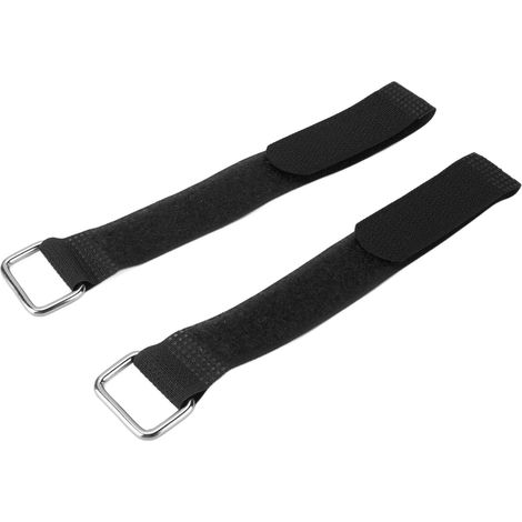 2 Sangles Élastiques Réglables Nylon 20x200mm pour Fixation Vélo, Accessoire de Rangement Noir (1/5)