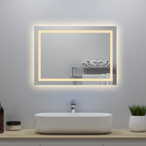 1400X800MM 3 Colour LED Copper-free Silver Mirror,Anti-fog,Infinitely Dimmable,Power Failure Memory,Touch Wall Wwitch (1/5)
