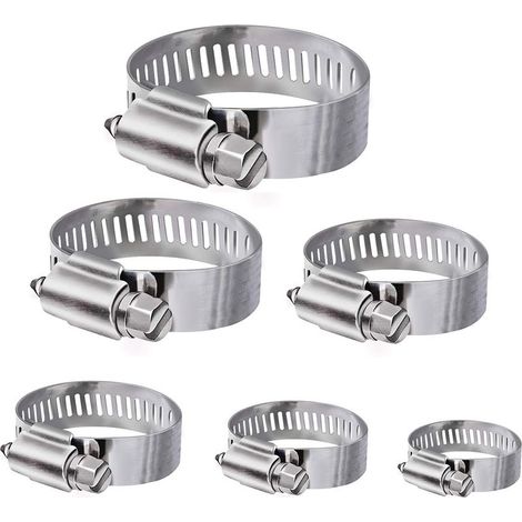 Colliers de serrage pour tuyaux, assortiment de 36 colliers de serrage réglables en acier inoxydable de 6 à 51 mm, en 8 tailles, pour tuyaux d'eau domestiques, réservoirs d'essence, tubes automobiles, (1/5)