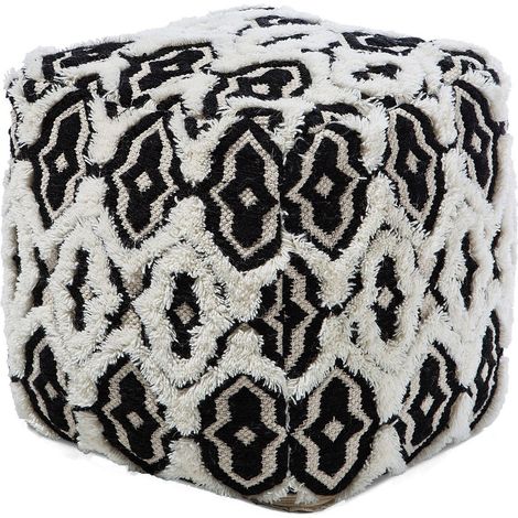 Pouf ORAI Wolle Schwarz / Weiß